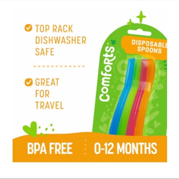 Comforts Deposable Colored Spoons 12 Pack for Babies & Toddlers 0-12 Months NEW - Picture 3 of 5